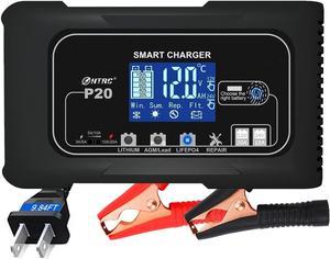 20Amp Smart Battery Charger12V20A and 24V10ALithiumLifepo4LeadAcidAGMGelSLA Car Battery ChargerTrickle Charger MaintainerPulse Repair Chargerfor Car BoatMotorcycle Lawn Mower
