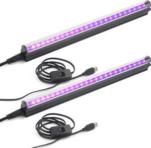 Led Black Light Bar 10W 1ft USB UV Blacklight Tube Glow in The Dark Party Supplies for Halloween Decorations Room Body Paint Poster Urine Detection 2 Pack