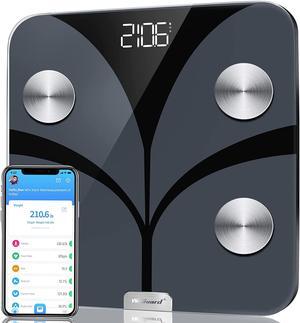 Body Fat Scale, Body Weight Scale and Body Composition BMI Smart Scale, Bluetooth Digital Bathroom Scale with Heart Rate Tracker, 15 Measurements Analyze with Smartphone App, 396lbs