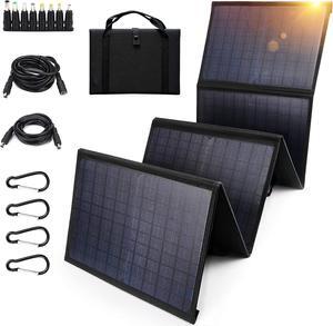 Foldable Solar Panel – 60W Portable Solar Panels with 5V USB and 18V DC for Camping ,Cell Phone,Tablet and 5-18V Devices – Compatible with Solar Generators Power Stations