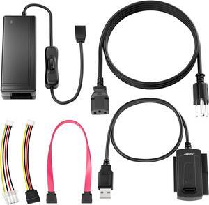 SATA/PATA/IDE Drive to USB 2.0 Adapter Converter Cable for Hard Drive Disk HDD 2.5" 3.5", Compatible with USB 1.1/2.0/3.0, with External AC Power Adapter Included