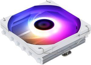 AXP120-X67 White ARGB Low Profile CPU Air Cooler with Quite 120mm TL-C12015W-S Low Profile PWM Fan, 6 Heat Pipes, 67mm Height, AMD AM4/Intel LGA 1700/1150/1151/1155/1156/1200/2011/2066