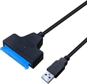 SATA to USB A Cable, USB 3.0 SATA I/II/III Hard Drive Adapter Cable for 2.5 inch SSD & HDD Optimized for SSD/HDD Data Transfer, Support UASP Black