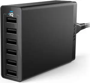 USB Wall Charger, 60W 6 Port USB Charging Station, PowerPort 6 Multi USB Charger for iPhone XS/Max/XR/X/8/7/Plus, iPad Pro/Air 2/Mini/iPod, Galaxy S9/S8/S7/Edge/Plus, Note, LG, HTC, and More USB Wall Charger, 60W 6 Port USB Charging Station, PowerPort 6 Multi USB Charger for iPhone XS/Max/XR/X/8/7/Plus, iPad Pro/Air 2/Mini/iPod, Galaxy S9/S8/S7/Edge/Plus, Note, LG, HTC, and More