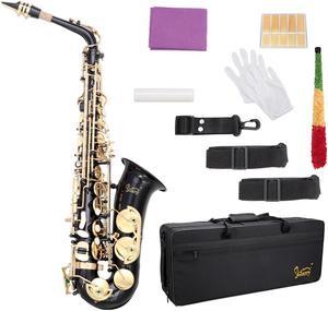 Black Glarry Alto Saxophone  Alto SAX Eb  with  W/ Case 10 Reeds Strap
