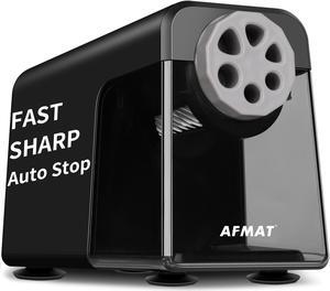 Electric Pencil Sharpener Heavy Duty, 6 Holes, Auto Stop AFMAT Pencil Sharpeners for School, Classroom Electric Sharpener for 6-10.2mm Pencils, 7000 Sharpening Times, Do not Eat up Colored Pencils