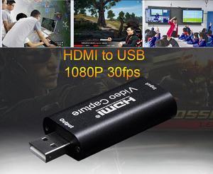 HDMI to USB Capture Card HDMI to USB 2.0/3.0 Audio Video Capture Cards 1080p 30fps Record via DSLR Camcorder Action Cam for High Definition Acquisition, Broadcast Live