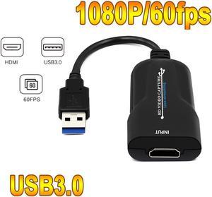 HDMI Capture Card, HDMI to USB 3.0 1080P 60pfs Live Video Capture Card Game Video Capture Device,HDMI Video and Audio Grabber for Windows, Mac OS and Linus System