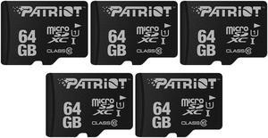 Patriot LX Series Micro SD Flash Memory card 64gB - 5 Pack