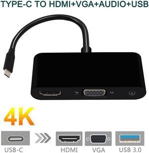 3 in 1 Usb C 3.1 Type C To VGA Support 4K*2K  HDMI Converter To VGA Adapter For Macbook Pro New