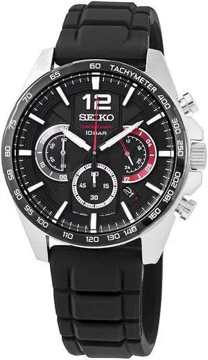 Seiko SSB347 Black Dial Men's Chronograph Black Rubber Quartz Watch