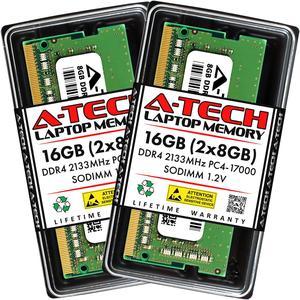 A-Tech 16GB (2x8GB) DDR4 2133MHz SODIMM PC4-17000 Non-ECC Unbuffered CL15 1.2V 260-Pin SO-DIMM Laptop Notebook Computer RAM Memory Upgrade Kit