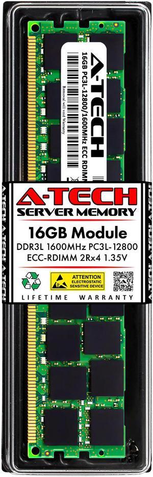 A-Tech 16GB 2Rx4 PC3L-12800R DDR3 / DDR3L 1600 MHz ECC RDIMM 1.35V ECC Registered DIMM 240-Pin Dual Rank x4 Low Voltage Server & Workstation RAM Memory Upgrade Module