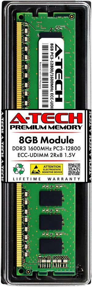 A-Tech 8GB 2Rx8 PC3-12800E DDR3 1600 MHz ECC UDIMM 1.5V ECC Unbuffered DIMM 240-Pin Dual Rank x8 Server & Workstation RAM Memory Upgrade Module