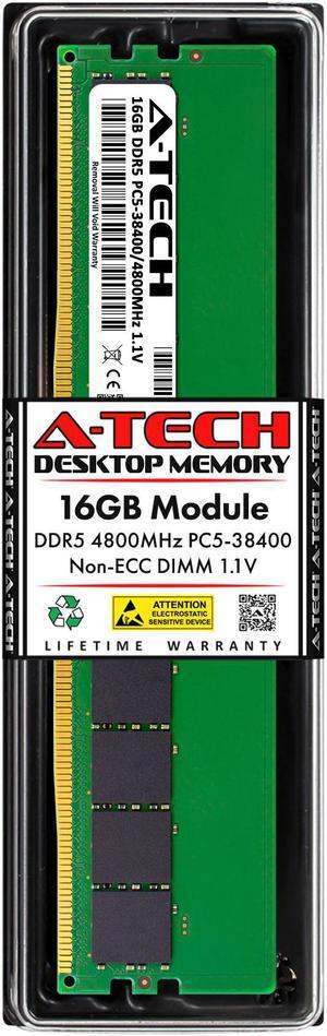 A-Tech 16GB DDR5 4800MHz DIMM PC5-38400 Non-ECC Unbuffered CL40 UDIMM 288-Pin 1.1V Desktop RAM Memory Module
