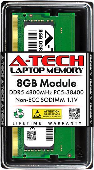 A-Tech 8GB DDR5 4800MHz SODIMM PC5-38400 Non-ECC Unbuffered CL40 1.1V 262-Pin SO-DIMM Laptop Notebook Computer RAM Memory Upgrade Module
