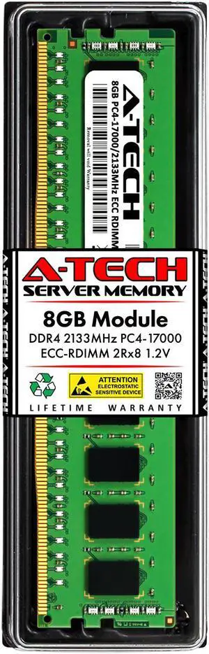 A-Tech 8GB 2Rx8 PC4-17000 DDR4 2133 ECC REG RDIMM Registered DIMM 288-Pin Dual Rank x8 Server RAM Memory Module