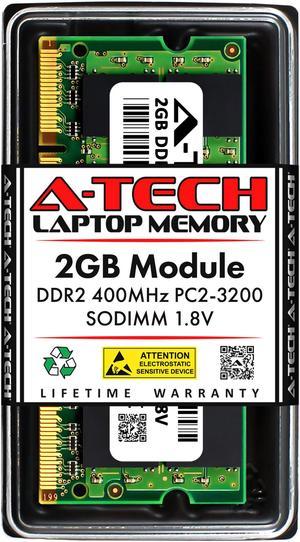 A-Tech 2GB DDR2 400MHz SODIMM PC2-3200 Non-ECC Unbuffered CL3 1.8V 200-Pin SO-DIMM Laptop Notebook Computer RAM Memory Upgrade Module