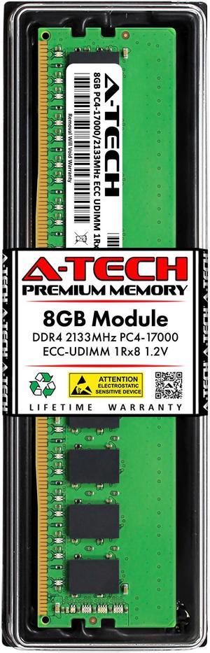 A-Tech 8GB 1Rx8 PC4-17000 / PC4-17000E DDR4 2133 MHz ECC UDIMM 1.2V ECC Unbuffered DIMM 288-Pin Single Rank x8 Server & Workstation RAM Memory Upgrade Module