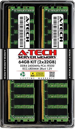A-Tech 64GB (2x32GB) 2Rx4 PC4-19200L DDR4 2400 MHz ECC LRDIMM Load Reduced DIMM 288-Pin 2DRx4 Dual Rank x4 Server RAM Memory Upgrade Kit
