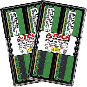 A-Tech 128GB (4x32GB) 2Rx8 PC5-38400R DDR5 4800 MHz EC8 RDIMM ECC Registered DIMM 288-Pin Dual Rank x8 Server & Workstation RAM Memory Upgrade Kit