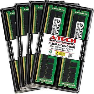 A-Tech 512GB Kit (8x64GB) RAM for Apple Mac Pro (2019, 12-Core/16-Core/24-Core/28-Core, Rack & Tower) | DDR4 2933MHz PC4-23400 ECC RDIMM 288-Pin Memory Upgrade