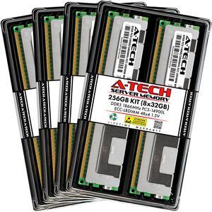 A-Tech 256GB (8x32GB) 4Rx4 PC3-14900L DDR3 1866 MHz ECC LRDIMM 1.5V Load Reduced DIMM 240-Pin Quad Rank x4 Server RAM Memory Upgrade Kit