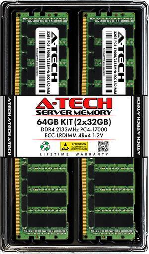 A-Tech 64GB (2x32GB) 4Rx4 PC4-17000 DDR4 2133 MHz ECC LRDIMM Load Reduced DIMM 288-Pin 4DRx4 Quad Rank x4 Server RAM Memory Upgrade Kit