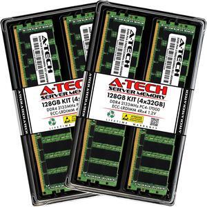 A-Tech 128GB (4x32GB) 4Rx4 PC4-17000 DDR4 2133 MHz ECC LRDIMM Load Reduced DIMM 288-Pin 4DRx4 Quad Rank x4 Server RAM Memory Upgrade Kit