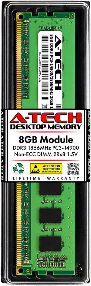 A-Tech 8GB DDR3 1866MHz DIMM PC3-14900 UDIMM Non-ECC 1.5V CL13 240-Pin Desktop Computer RAM Memory Upgrade Module