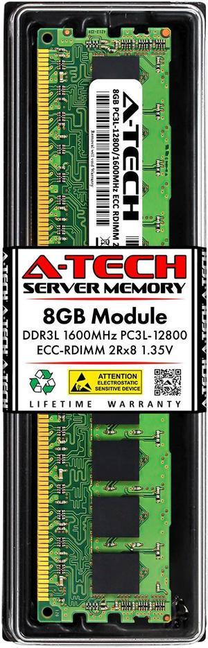 A-Tech 8GB 2Rx8 PC3L-12800R DDR3 / DDR3L 1600 MHz ECC RDIMM 1.35V Registered DIMM 240-Pin Dual Rank x8 Server & Workstation RAM Memory Upgrade Module