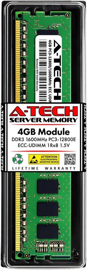 A-Tech 4GB 1Rx8 PC3-12800E DDR3 1600 MHz ECC UDIMM 1.5V ECC Unbuffered DIMM 240-Pin Single Rank x8 Server & Workstation RAM Memory Upgrade Module