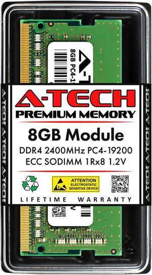 A-Tech 8GB DDR4 2400 MHz ECC SODIMM PC4-19200 ECC Unbuffered SO-DIMM 260-Pin 1.2V 1Rx8 Single Rank RAM Memory Upgrade Module for Microservers, Mobile Workstations, and NAS Servers