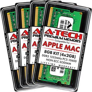 A-Tech 8GB Kit (4x2GB) RAM for Apple iMac (Mid 2010, Mid/Late 2011) | DDR3 1333MHz PC3-10600 SODIMM 204-Pin Memory Upgrade