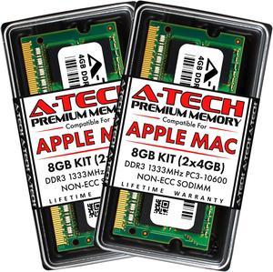 A-Tech 8GB Kit (2x4GB) RAM for Apple MacBook Pro (Early/Late 2011), iMac (Mid 2010, Mid/Late 2011), Mac mini (Mid 2011) | DDR3 1333MHz PC3-10600 SODIMM 204-Pin Memory Upgrade
