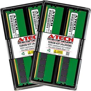 A-Tech 128GB Kit (4 x 32GB) DDR5 5600MHz DIMM PC5-44800 Non-ECC Unbuffered CL46 UDIMM 288-Pin 1.1V Desktop RAM Memory Modules