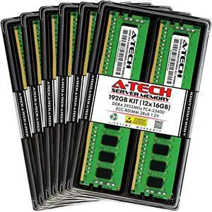 A-Tech 192GB Kit (12x16GB) RAM for Apple Mac Pro (2019, 12-Core/16-Core/24-Core/28-Core, Rack & Tower) | DDR4 2933MHz PC4-23400 ECC RDIMM 288-Pin Memory Upgrade