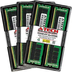 A-Tech 192GB Kit (6x32GB) RAM for Apple Mac Pro (2019, 12-Core/16-Core/24-Core/28-Core, Rack & Tower) | DDR4 2933MHz PC4-23400 ECC RDIMM 288-Pin Memory Upgrade