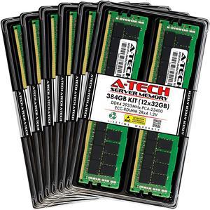 A-Tech 384GB Kit (12x32GB) RAM for Apple Mac Pro (2019, 12-Core/16-Core/24-Core/28-Core, Rack & Tower) | DDR4 2933MHz PC4-23400 ECC RDIMM 288-Pin Memory Upgrade