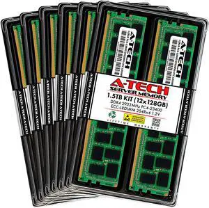 A-Tech 1.5TB Kit (12x128GB) RAM for Apple Mac Pro (2019, 24-Core/28-Core, Rack & Tower) | DDR4 2933MHz PC4-23400 ECC LRDIMM 288-Pin Memory Upgrade