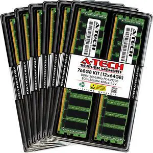 A-Tech 768GB Kit (12x64GB) RAM for Apple Mac Pro (2019, 8-Core, Rack & Tower) | DDR4 2666/2667MHz PC4-21300 ECC LRDIMM 288-Pin Memory Upgrade
