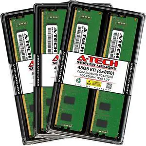 A-Tech 48GB Kit (6x8GB) RAM for Apple Mac Pro (2019, 8-Core, Rack & Tower) | DDR4 2666/2667MHz PC4-21300 ECC RDIMM 288-Pin Memory Upgrade