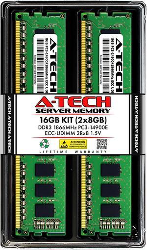 A-Tech 16GB (2x8GB) 2Rx8 PC3-14900E DDR3 1866 MHz ECC UDIMM 1.5V ECC Unbuffered DIMM 240-Pin Dual Rank x8 Server & Workstation RAM Memory Upgrade Kit