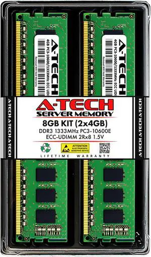 A-Tech 8GB Kit (2x4GB) RAM for Apple Mac Pro (Mid 2010, 6-Core/12-Core & Mid 2012, 6-Core/12-Core) | DDR3 1333MHz PC3-10600 ECC UDIMM 240-Pin Memory Upgrade