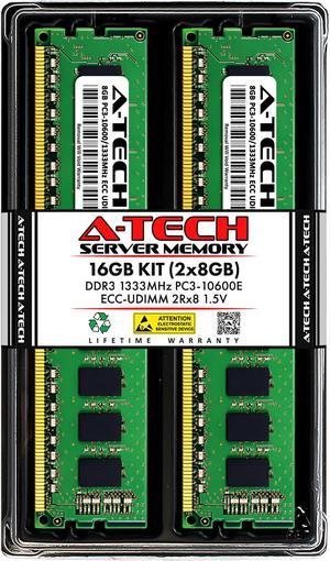 A-Tech 16GB (2x8GB) 2Rx8 PC3-10600E DDR3 1333 MHz ECC UDIMM 1.5V ECC Unbuffered DIMM 240-Pin Dual Rank x8 Server & Workstation RAM Memory Upgrade Kit