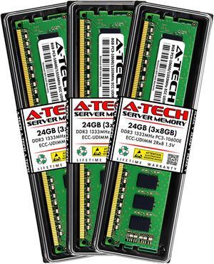 A-Tech 24GB Kit (3x8GB) RAM for Apple Mac Pro (Mid 2010, 6-Core/12-Core & Mid 2012, 6-Core/12-Core) | DDR3 1333MHz PC3-10600 ECC UDIMM 240-Pin Memory Upgrade