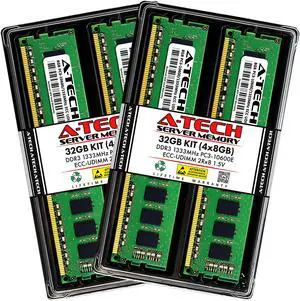 A-Tech 32GB Kit (4x8GB) RAM for Apple Mac Pro (Mid 2010, 6-Core/12-Core & Mid 2012, 6-Core/12-Core) | DDR3 1333MHz PC3-10600 ECC UDIMM 240-Pin Memory Upgrade