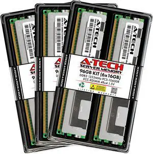 A-Tech 96GB Kit (6x16GB) RAM for Apple Mac Pro (Mid 2010/2012, 12-Core) | DDR3 1333MHz PC3-10600 ECC RDIMM 240-Pin Memory Upgrade A-Tech 96GB Kit (6x16GB) RAM for Apple Mac Pro (Mid 2010/2012, 12-Core) | DDR3 1333MHz PC3-10600 ECC RDIMM 240-Pin Memory Upgrade