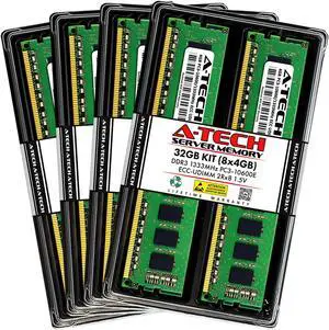A-Tech 32GB Kit (8x4GB) RAM for Apple Mac Pro (Mid 2010/2012, 12-Core) | DDR3 1333MHz PC3-10600 ECC UDIMM 240-Pin Memory Upgrade