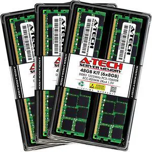 A-Tech 48GB Kit (6x8GB) RAM for Apple Mac Pro (Mid 2010, 12-Core & Mid 2012, 12-Core) | DDR3 1333MHz PC3-10600 ECC RDIMM 240-Pin Memory Upgrade